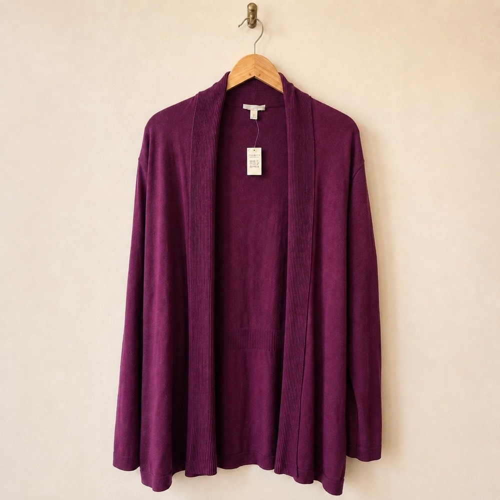 Talbots Woman Purple Open Front‎ Longline Cardigan 3X NWT Plus Size